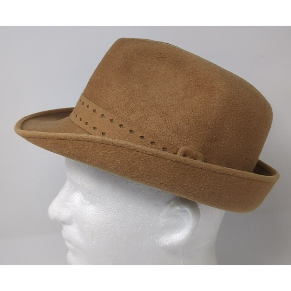 Vintage Cavanagh New York Fedora‎ Hat Fur Felt Men Size 6 7/8 55 Nutmeg USA